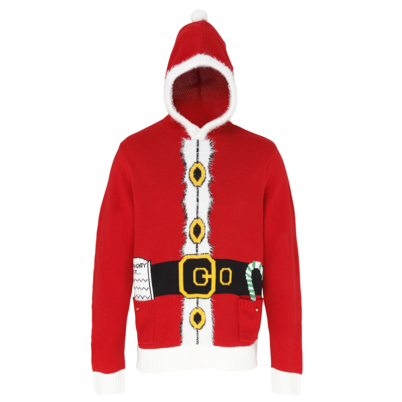 Elementair doden Elegantie Foute Kersttrui Hoodie - 3D Santa met Belletjes - KersttruiWinkel.nl