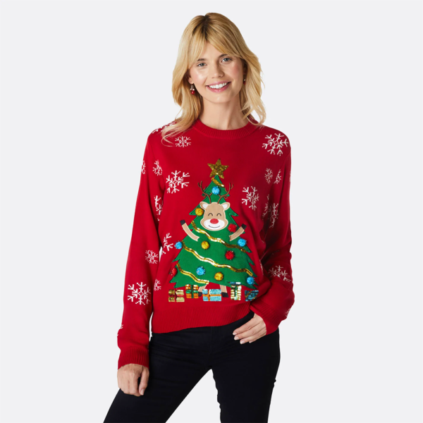 ALISISTER Foute kersttrui voor vrouwen, vest, lange mouw, knoopsluiting