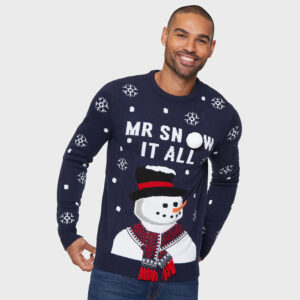 Foute Kersttrui Heren - Mr Snow It All - Donkerblauw