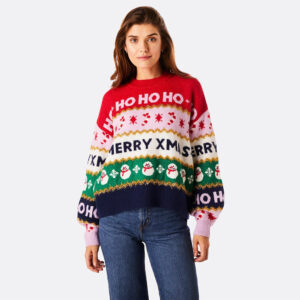 Oversized Kersttrui Dames - Merry Xmas Ho Ho Ho - Gestreept