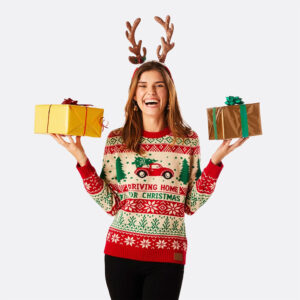 Retro Noorse Kersttrui - Driving Home for Christmas - Dames