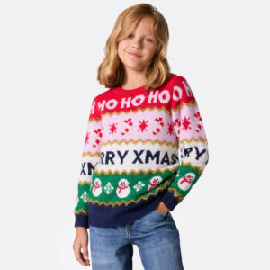 Foute Kinder Kersttrui – Merry Xmas Ho Ho Ho – Gestreept - Super soft