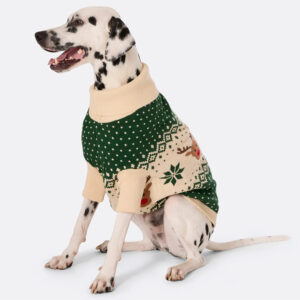 Honden Kersttrui - Retro Noorse Rendieren - Groen
