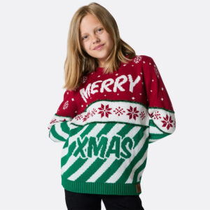 Foute Kinder Kersttrui - Merry Xmas - Rood en Groen