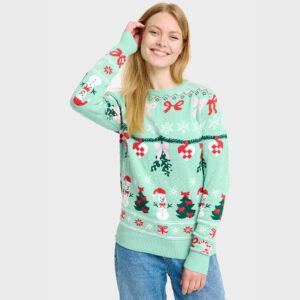 Foute Dames Kersttrui - Kerstversieringen - Groen (Organisch Katoen)
