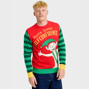 Foute Heren Kersttrui - Kerstelf - Have Some sElfconfidence - Rood met Groen